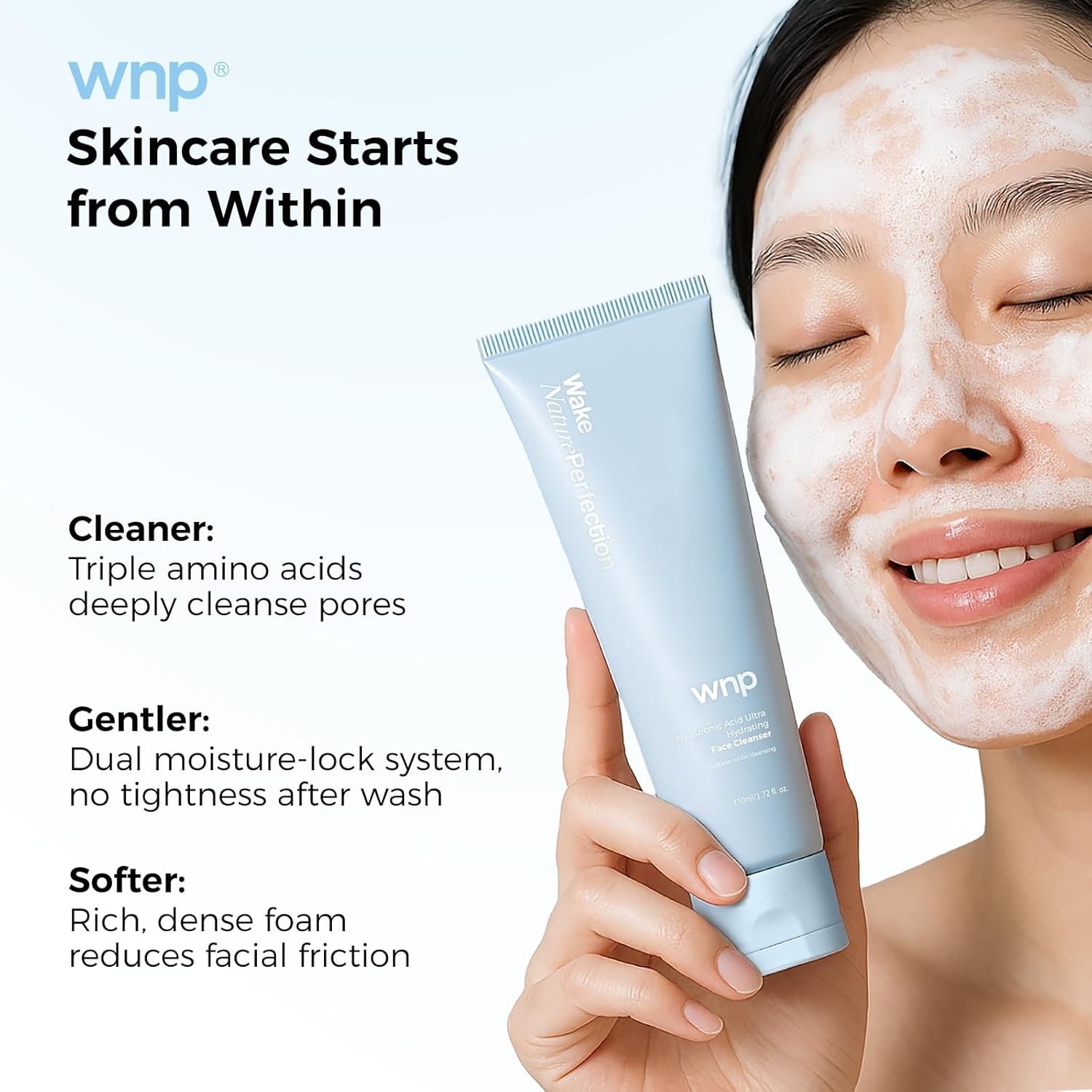 image:imageWNP Centella amp 4D Hyaluronic Acid UltraHydrating Gentle Face Cleanser with 50 Amino Acid Ceramide amp Centella Asiatica Gentle Daily Facial Wash for Dry amp Sensitive Skin Vegan SkinCare
