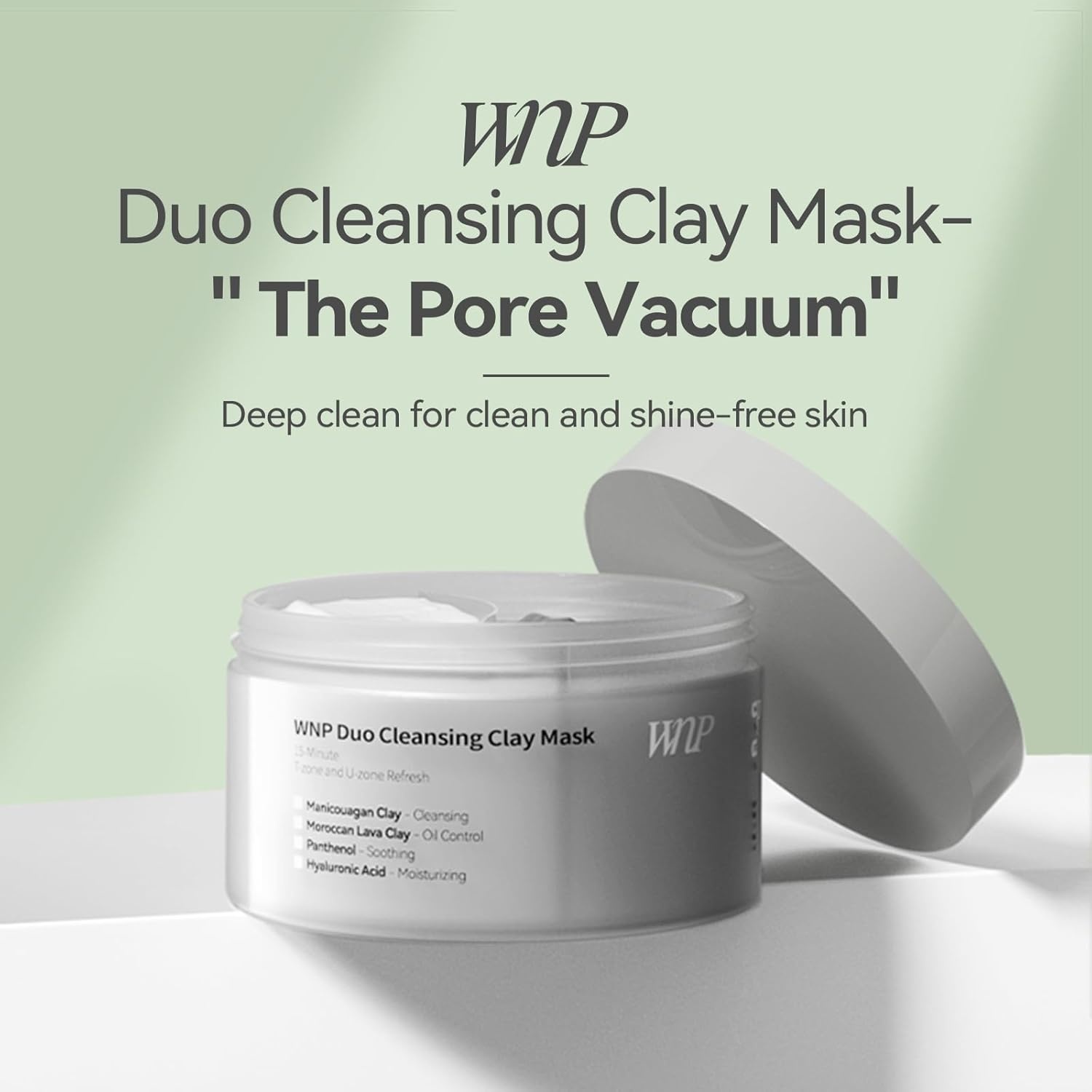 image:imageWNP Duo Cleansing Clay Mask with Niacinamide amp Hyaluronic Acid Deep Pore Cleanser for TZone amp UZone Blackhead Remover Hydrating amp OilControl Face Mask 353oz