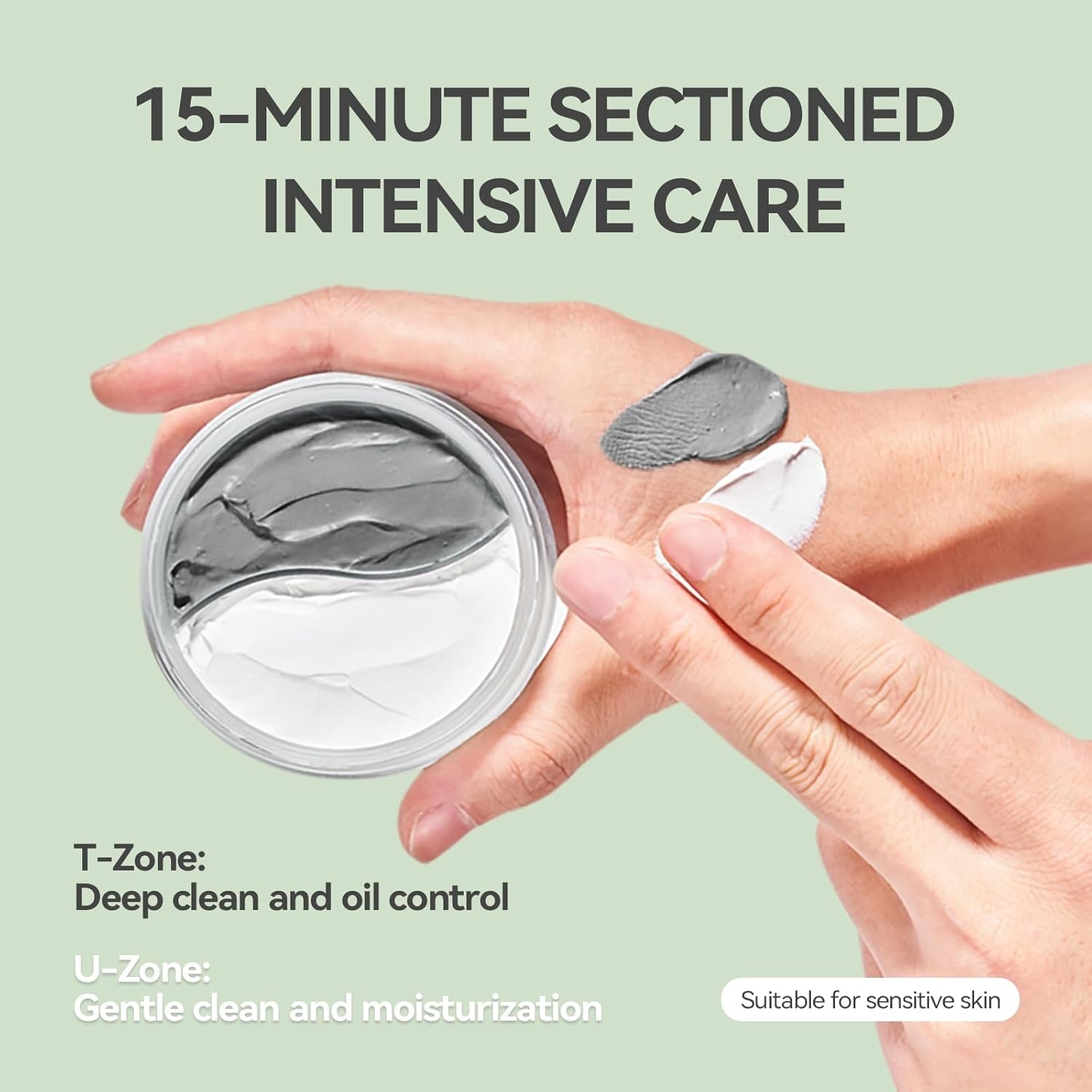 image:imageWNP Duo Cleansing Clay Mask with Niacinamide amp Hyaluronic Acid Deep Pore Cleanser for TZone amp UZone Blackhead Remover Hydrating amp OilControl Face Mask 353oz