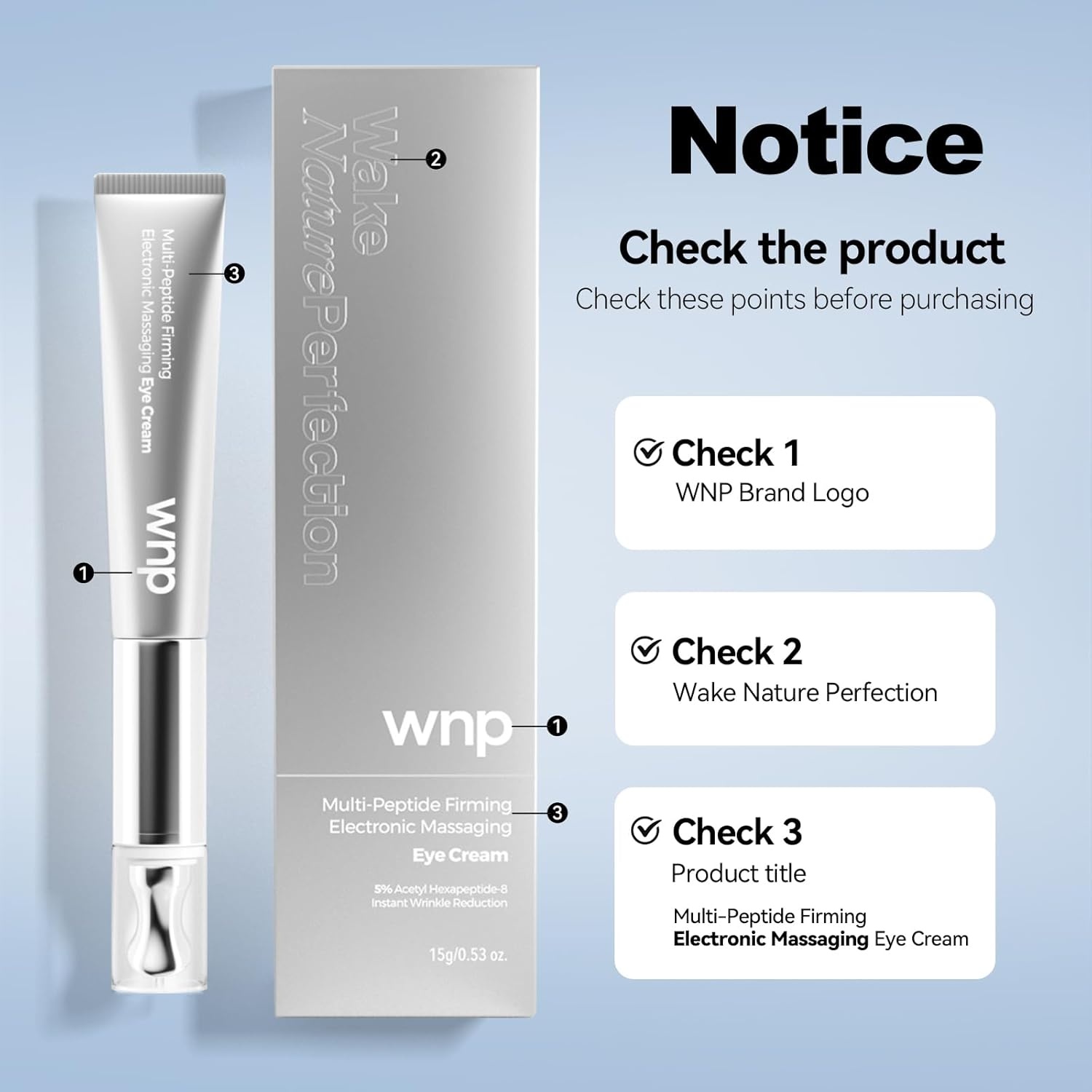 image:imageWNP Eye CreamWrinkle Eraser EyeCream Multipeptide Firming Eye Tightener AntiAging Eye Cream for Puffiness and Bags Under Eyes Cream