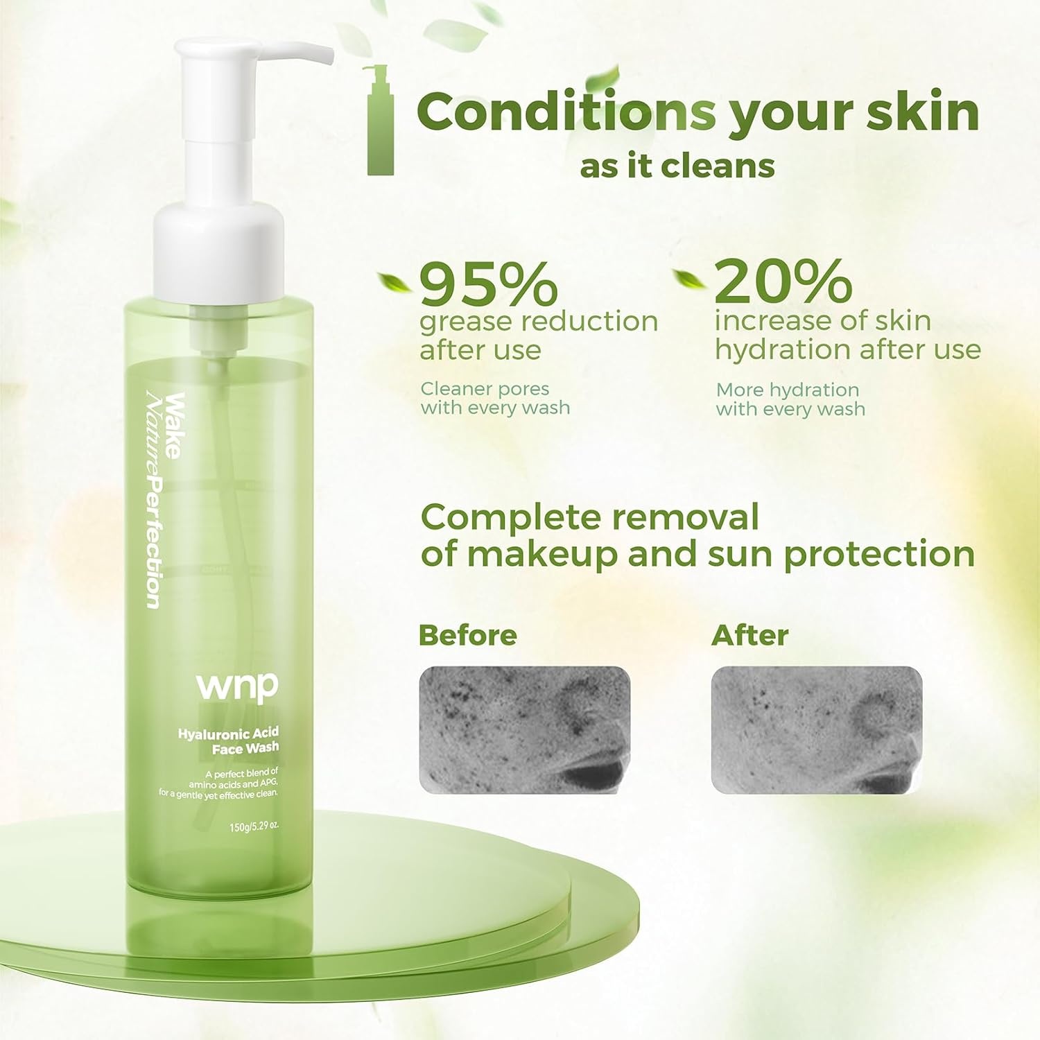 image:imageWNP Foaming Face WashGentle Facial Cleanser with Hyaluronic AcidAPG Deep HydrationSkin Barrier RepairZero Friction Exfoliationfor All Skin Types 150ml529oz