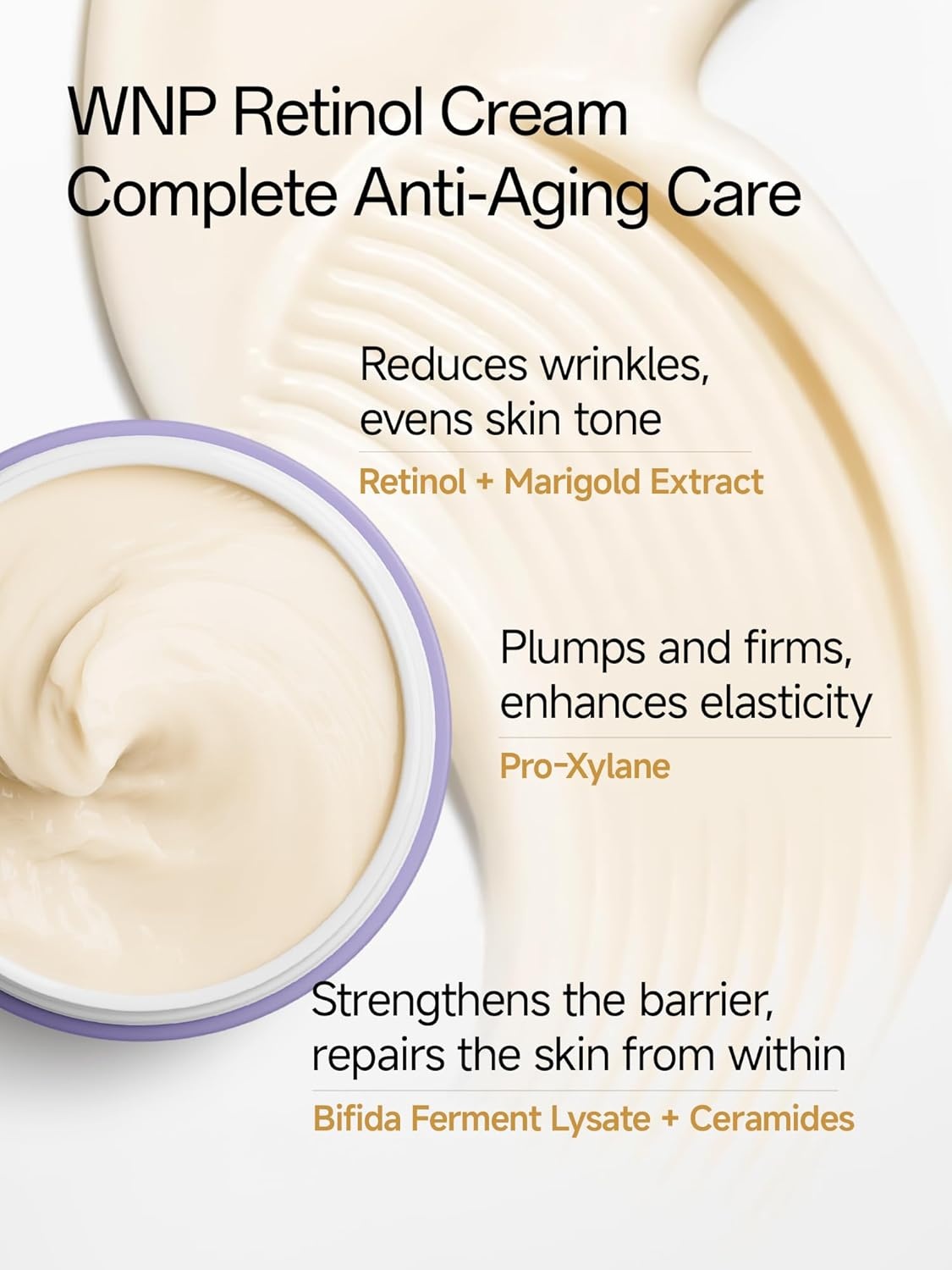 image:imageWNP Gentle Retinol Cream for Sensitive Skin 10Deep Transdermal Night Cream AntiAging Face amp Neck Moisturizer with Ceramides Peptides ProXylane Wrinkle Cream for Fine Lines Firming Hydrating