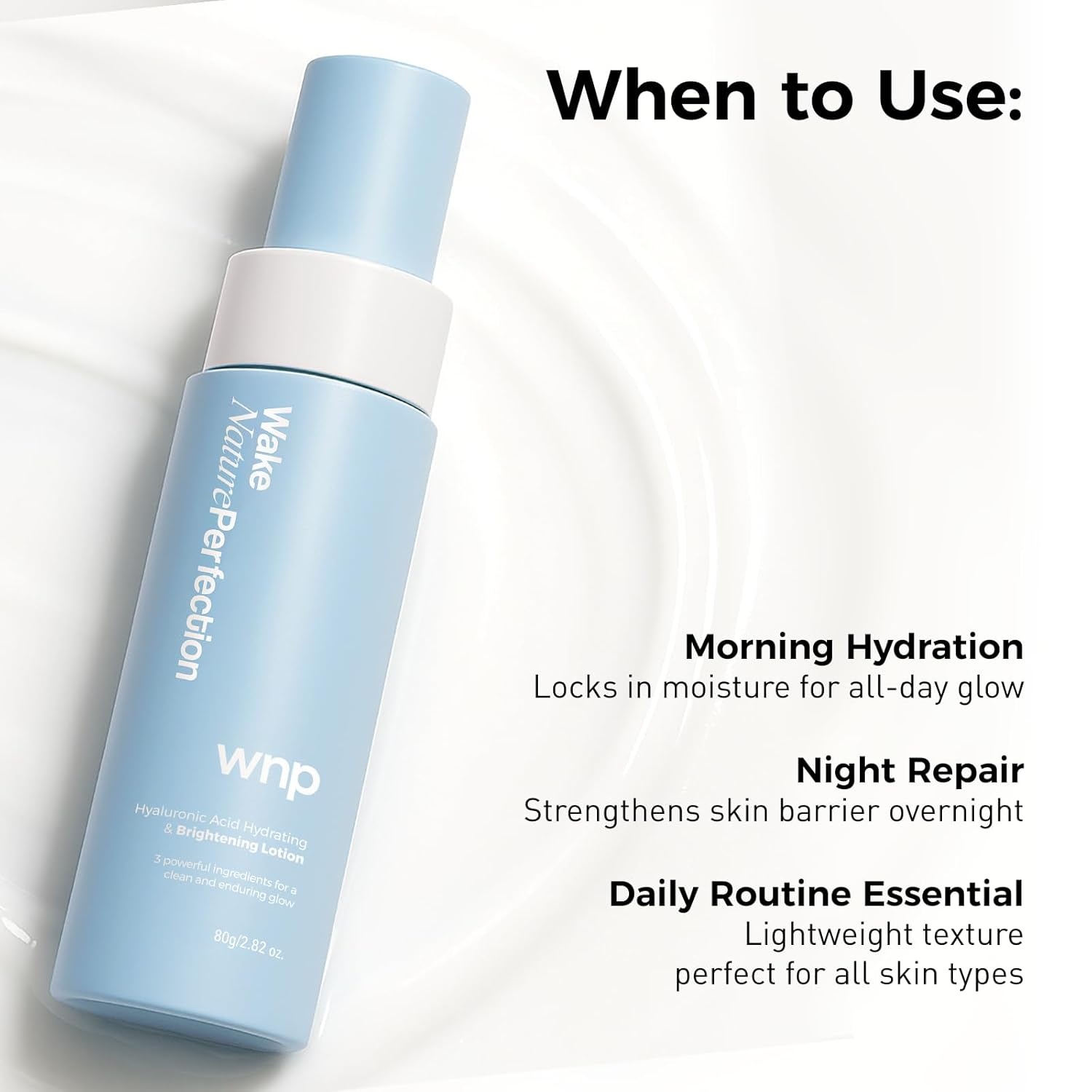 image:imageWNP Hyaluronic Acid Hydrating amp Brightening Lotion 4D Hyaluronic Acid 2 Niacinamide 377 Vitamin C Deep Moisture amp Radiance Boosting Facial Moisturizer Vegan SkinCare for All Skin Types