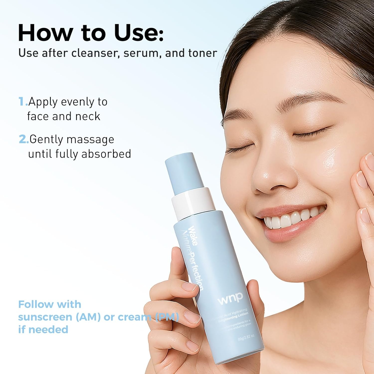 image:imageWNP Hyaluronic Acid Hydrating amp Brightening Lotion 4D Hyaluronic Acid 2 Niacinamide 377 Vitamin C Deep Moisture amp Radiance Boosting Facial Moisturizer Vegan SkinCare for All Skin Types