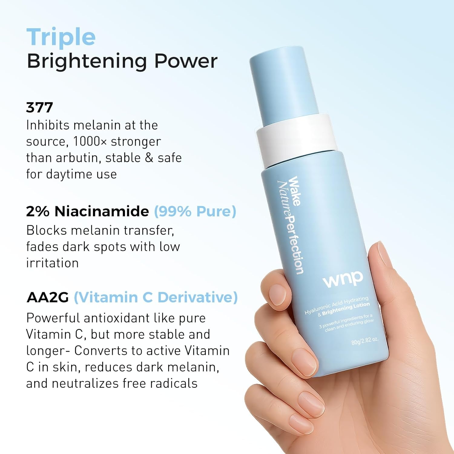 image:imageWNP Hyaluronic Acid Hydrating amp Brightening Lotion 4D Hyaluronic Acid 2 Niacinamide 377 Vitamin C Deep Moisture amp Radiance Boosting Facial Moisturizer Vegan SkinCare for All Skin Types