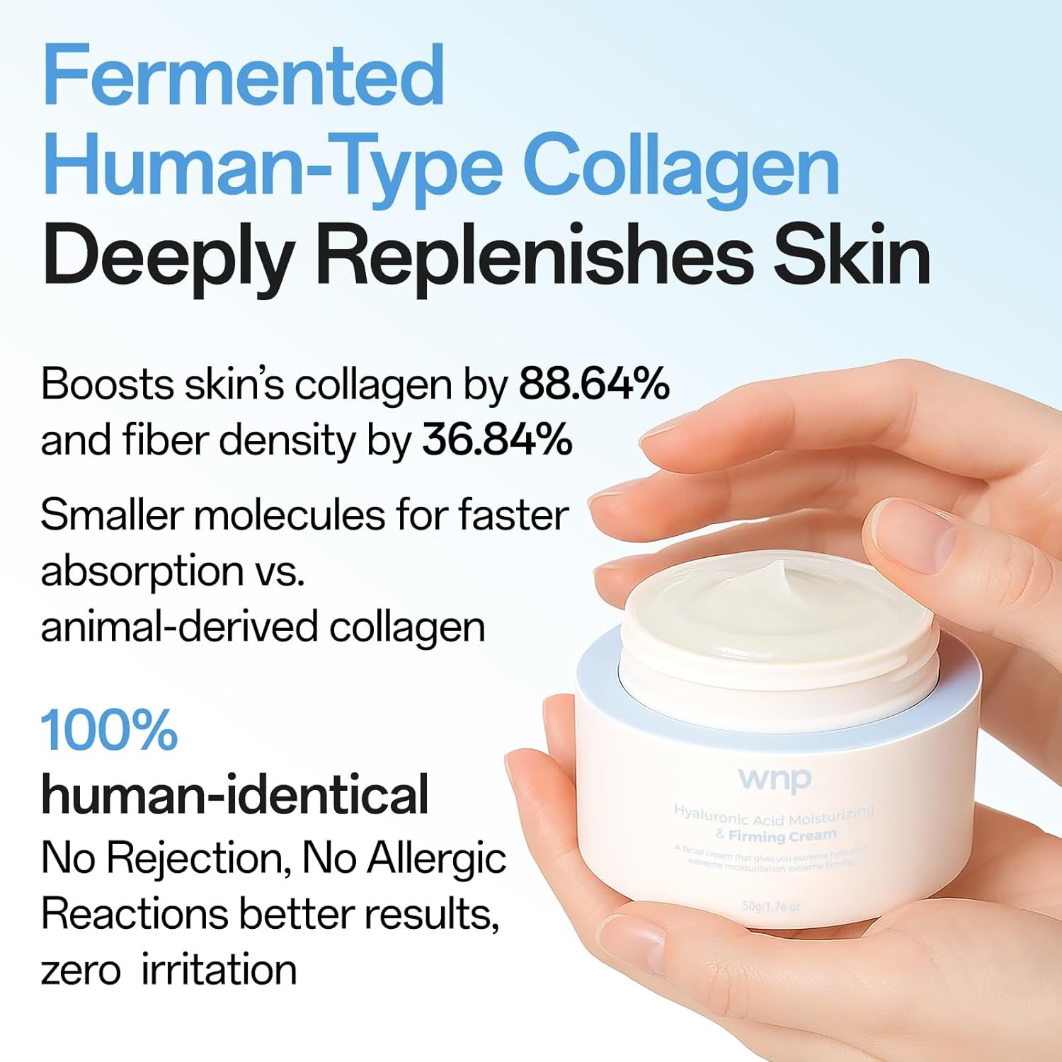 image:imageWNP Hyaluronic Acid Moisturizing amp Firming Cream 4D Hyaluronic Acid Aloe VeraPeptidesCollagenCeramides AntiAging Face Moisturizer Vegan SkinCare for Fine LinesWrinkles Dry Sensitive Skin