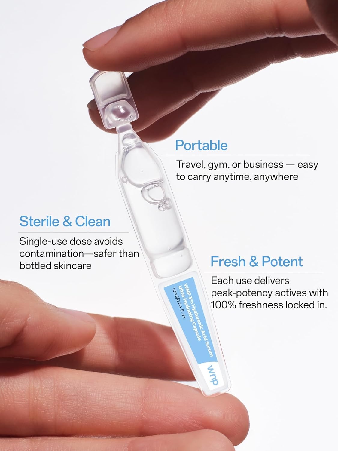 image:imageWNP Emergency Repair Serum Set Ultra 3 Hydrating Serum 4D Hyaluronic Acid Firming OilSuspension Serum SingleUse Skincare for Sensitive Skin 60 Vials