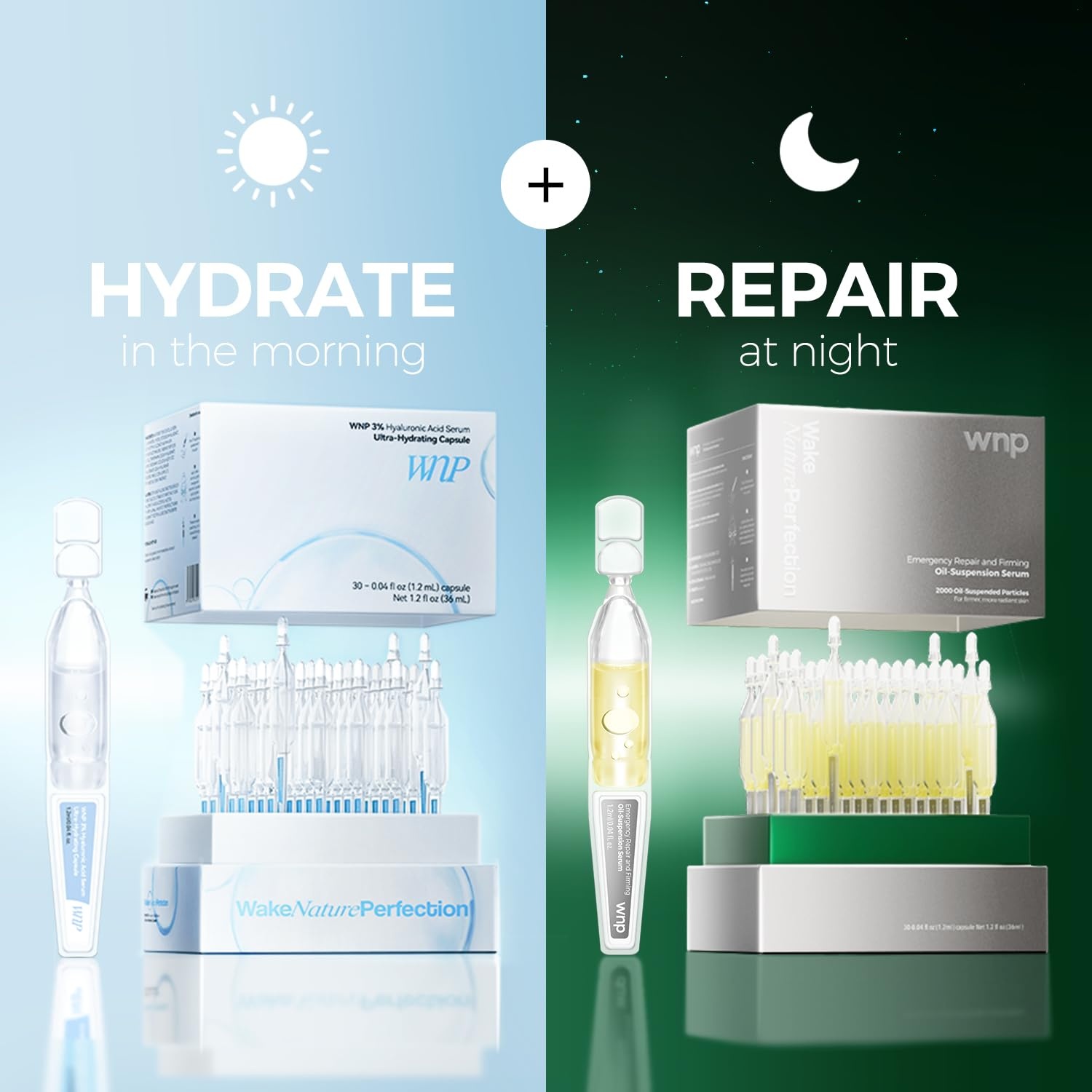 image:imageWNP Emergency Repair Serum Set Ultra 3 Hydrating Serum 4D Hyaluronic Acid Firming OilSuspension Serum SingleUse Skincare for Sensitive Skin 60 Vials