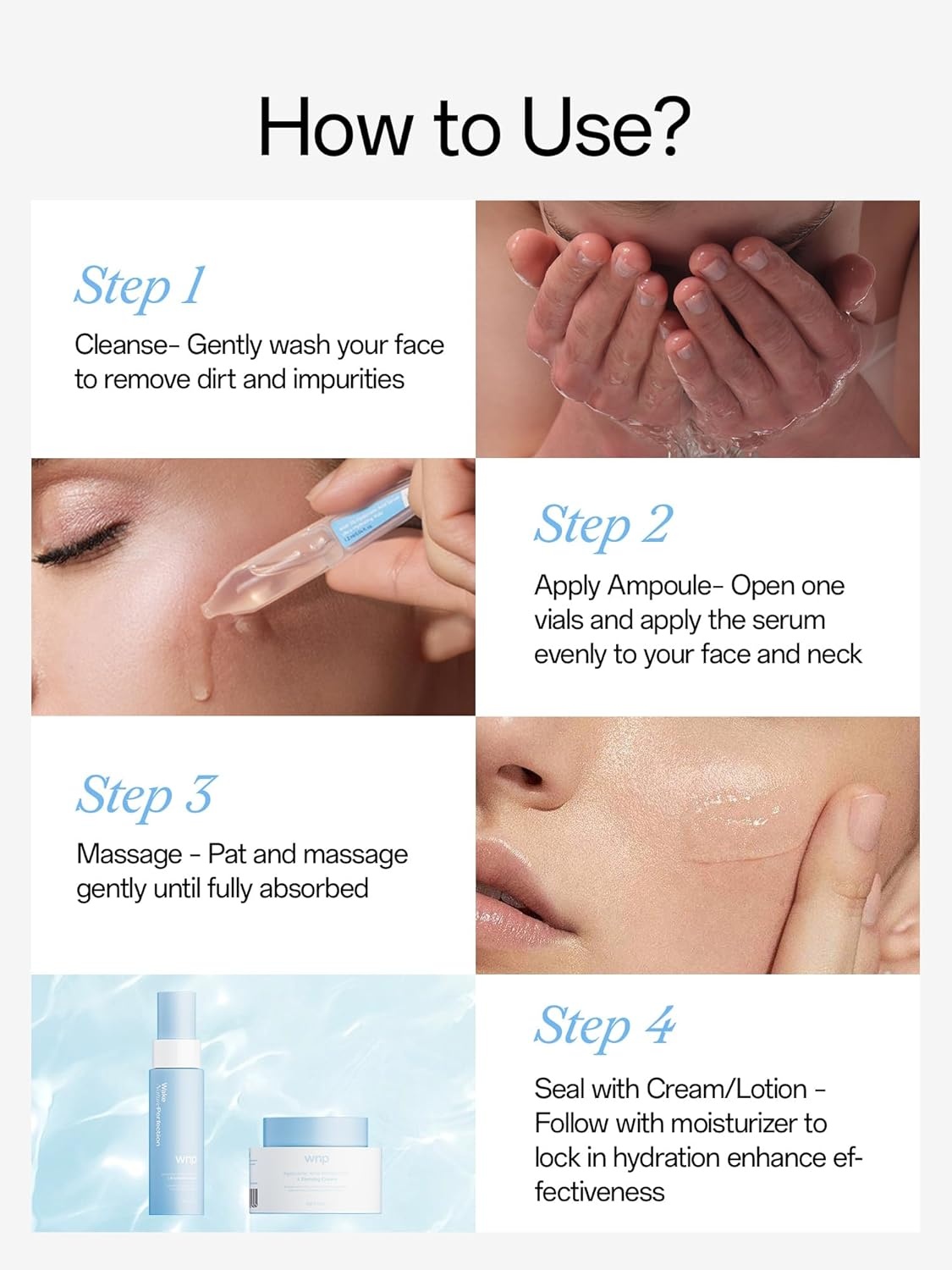 image:imageWNP Hyaluronic Acid Serum 3 for Face with 4D MultiLayer Hydration Ultra Hydrating AntiAging Serum Moisturizer for Dry amp Sensitive Skin PreMakeup Skincare SingleUse Vials 100PCS10 vials 12 ml