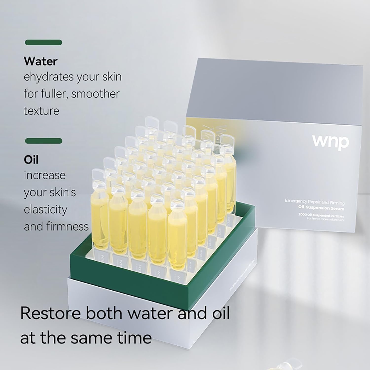 image:imageWNP Hydrating Face Wash amp Oil Serum Set Gentle Amino Acid Cleanser Oil Suspension Serum with Hyaluronic Acid amp Squalane for Dry Sensitive Skin Pore Care AntiAging Daily Skincare Routine